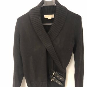 EDGY Michael Kors Knit Sweater w Leather Buckles